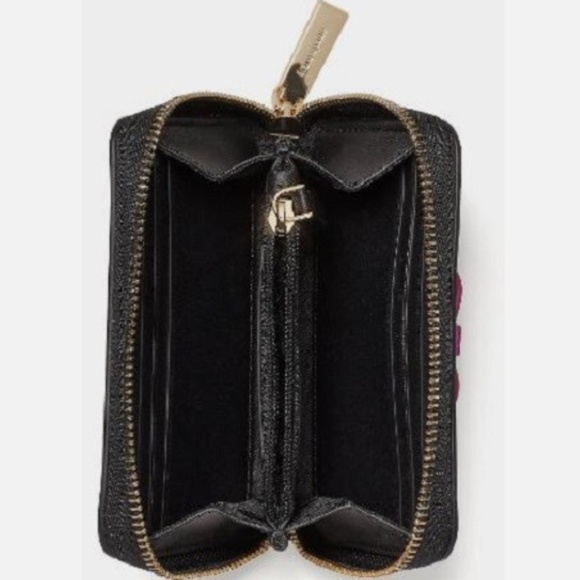 NEW Kate Spade Wrapping Party Small Zip Around Card Wallet K4754 Black - Picture 4 of 8